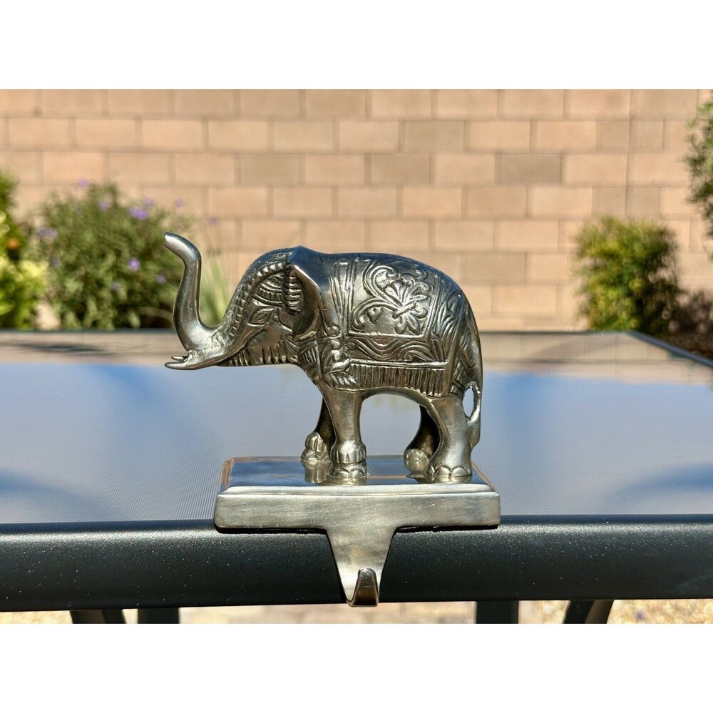 Metal Christmas Elephant Stocking Hangers Holder Hook Engraved Lucky Truck Up